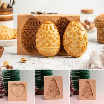 3D-s Fa Süti Sütés Penész Karácsonyi Faragott Mézeskalács Cookie Penész Dekoráció Cookie Bélyegző Dombornyomó Kézműves Dekorációs Sütés Eszközök