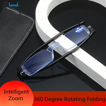 Zilead Olvasó Szemüveg Multifunkcionális Intelligens Zoom Távolság Közelében Kettős felhasználású Forgatás Összecsukható Anti-kék Olvasó Szemüveg Öltöny+1~3.5