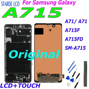 Eredeti AMOLED Samsung Galaxy A71 LCD Kijelző érintőképernyő Digitalizáló Érzékelő Szerelvényt A Samsung A71 A715 A715F A715FD LCD
