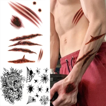 Halloween Heg Ideiglenes Tetoválás A Férfiak, a Gyerekek Reális Ál-Tigris Pók Tetoválás Matrica Egyedi kezét, Kitartás Tetoválás DIY
