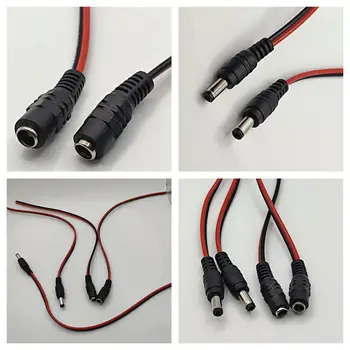 1DB 5.5 * 2,5 mm-es Férfi Nő jack kábel adapter dugó tápegység 5.5x2.5mm DC Csatlakozó Készlet LED Szalag Lámpa CCTV Kamera