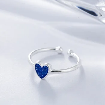 DreamySky Igazi Tiszta Ezüst Szín Kék Szív Gyűrű Női Ujj Gyűrű Gyönyörű Ékszerek Csepp Szállítás 2