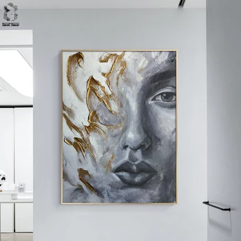5D DIY Öntött Ragasztó Gyémánt Festmény Készletek Csipkés Széle Absztrakt Arany Tűz Portré Wall Art Modern lakberendezés Nappali