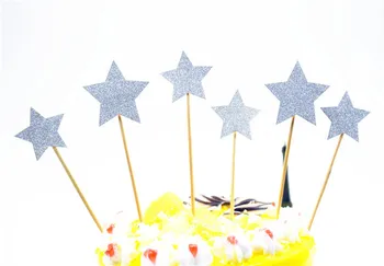 6db/sokkal Több Színben Mini Csillagok Torta Zászló Topper Egyetlen Bottal Zászlók Esküvői Születésnapi Party Sütemény Sütés Dekoráció, Kellékek