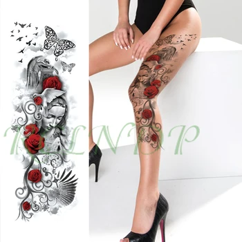 Vízálló Ideiglenes Tetoválás Matrica rose angyal szárnyak madár, pillangó szőlő teljes kar hamis tatto flash tetoválás a férfiak a nők lány