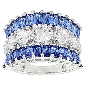 Huitan Gyönyörű Nők Gyűrű, Esküvői Eljegyzési Ékszert Geometriai Ragyog White & Blue Stone Elegáns Hölgy Ajándék Magas Minőségű Gyűrű