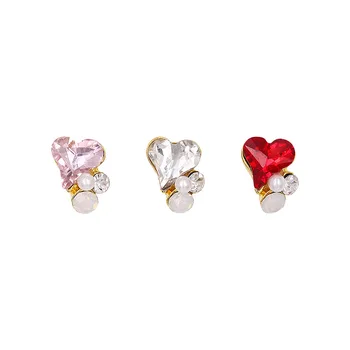 Új divat 10db LOVE diamond fém köröm díszítés rózsaszín/átlátszó/vörös jad gyakorlat nail art ékszer köröm drágakő nagy köröm varázsa
