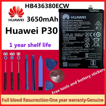 100% Eredeti Hua Wei Telefon Akkumulátor HB436380ECW 3650mAh a Huawei P30 ELE-L09 ELE-L29 ELE-AL00 ELE-TL00 Akkumulátorok