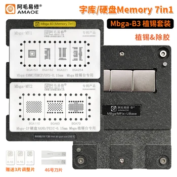 Amaoe BGA153/162/221/254/110/60/70 BGA Reballing Stencil Platform NAND/PCIE/EMMC/NAND/Memória Ültetés Tin Sablon Lemez Nettó