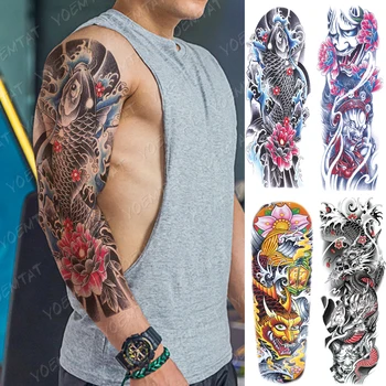 Nagy Kar Hüvely Tetoválás Japán Prajna Ponty Sárkány Vízálló Ideiglenes Tatto Matrica Isten Body Art, Tele Hamis Tetoválás A Nők, Férfiak