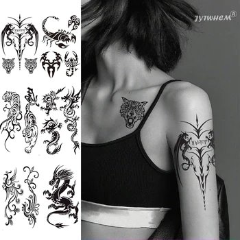 Nagy Vízálló Ideiglenes Tetoválás Matricák Cool Flash Lábát Mellkasi Írás Phoenix Tigris-Sárkány Női Kar Hamis Tatto Művészeti Matrica