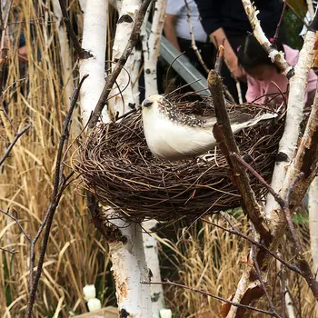 Húsvéti Szőlő Madár Fészket Fűből Madár Fészket Kalitka Kézzel szőtt madárfészek Fotó Kellékek