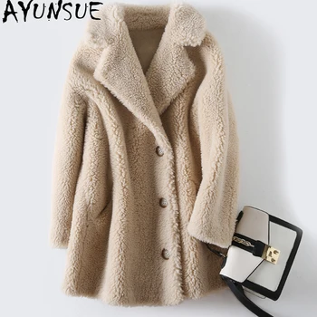 AYUNSUE Meleg Bárány Shearling Kabát Női Téli 2021 Női Bunda Alkalmi Gyapjú Kabát Női koreai Stílus Manteau Femme Gxy460