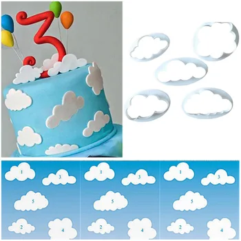 5db 3D-s Cloud Műanyag Fondant Cookie Cutter DIY Konyha Cukor Kézműves Penész Tortát Díszítő Eszközök Sütés Készletek Beállítása