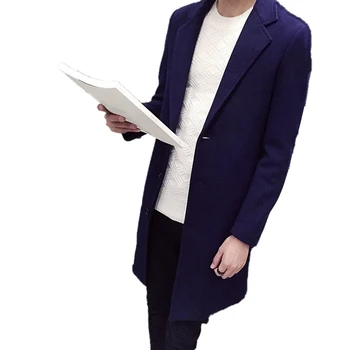 FGKKS Új Férfi Kabát Gyapjúból koreai Stílus Téli Slim egysoros egyszínű Férfi Árok Üzleti Alkalmi Kabát Gyapjúból 3