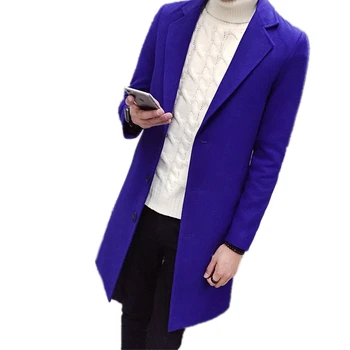 FGKKS Új Férfi Kabát Gyapjúból koreai Stílus Téli Slim egysoros egyszínű Férfi Árok Üzleti Alkalmi Kabát Gyapjúból 5