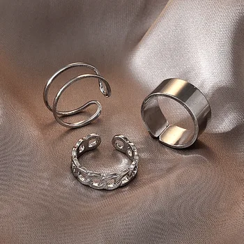Új, Három részes Szett, Egyszerű, Remek Személyiség Nyílt Ring Elegáns Amulett Ékszer Gyűrű a Nők