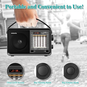 XHDATA D-901 AM FM SW Hordozható Rádió Bluetooth-kompatibilis Rádió-Vevő Hangszóró Támogatás TF Kártya MP3-Lejátszó