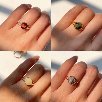 Momiji Természetes Kő Gyűrű a Nők Vintage Kézzel készített Bohém Ékszerek, Ajándék Kristály Holdkő lakodalom Gyűrű Állítható