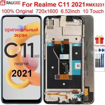 Eredeti Kijelző Realme C11 2021 RMX3231 LCD Kijelző érintőképernyő Keret Csere OPPO Realme C11 2021 Képernyő 0