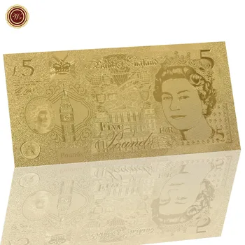 WR 5 Font Arany Bankjegy Anglia Papír Pénz, Arany Fólia Bankjegy Gyűjthető Üzleti Ajándékok