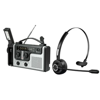 Napelemes Rádió Hordozható FM / AM Rádió-Beépített Hangszóró & Bluetooth Fejhallgató Mikrofon, Vezeték nélküli Fülhallgató A Fülében