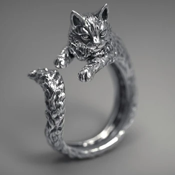 Gótikus Retro Fekete Macska Gyűrűk Női Divat, Ékszerek, Kreatív Napi Viselet Fél A Legjobb Ajándék Vintage Nyitó Ujj Gyűrű Nagykereskedelmi