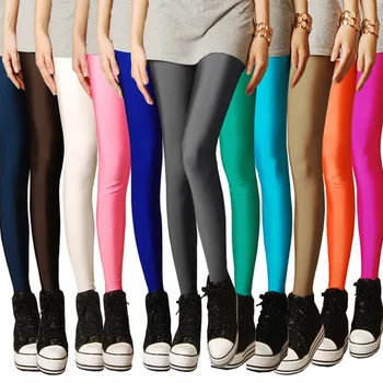 Szexi Egyszínű Neon Leggings Nők Szexi Push Up Slim Vékony Leggings Alkalmi Magas Szakaszon Lélegző Női Leggings