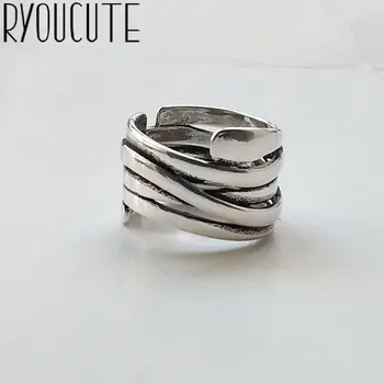 Régi Ezüst Színű többrétegű Geometriai Szabálytalan Gyűrűk Nők Ajándékok Lány Nyitott Retro Antik Gyűrű Esküvői Ékszer