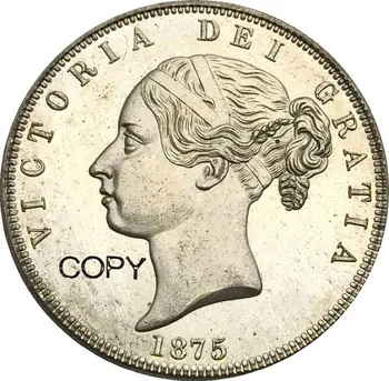 Nagy-Britannia 1/2 Korona 1875 Victoria fiatal fejét Cupronickel Bevonatú Ezüst Érme Másolata