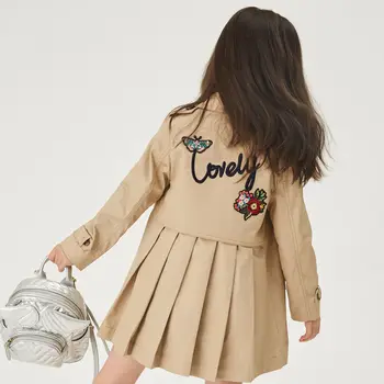 21 új tini lányok dupla soros ballonkabát koreai gyermekek tavaszi őszi lány hímzett kabát divat ruhák