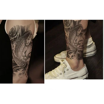 1Sheet Fekete Hal Férfiak Nők Ideiglenes Tatto Vízálló Karján Tetoválás Matrica Hamis Kar Ujja Test Tetoválás Lapocka Tetoválás