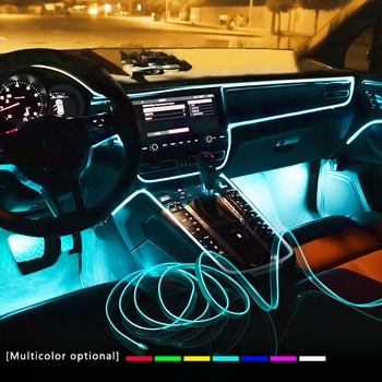 Gépjármű-Hangulat Lámpa Autó Belső Világítás, LED Szalag, Dekorációs Garland drótkötél Cső Vonal rugalmas Neon Fény USB-Meghajtó