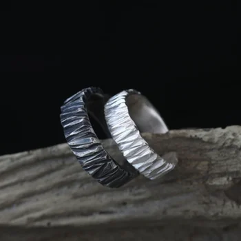QiLuxy Új Vintage Szabálytalan Faragott Mintás Gyűrű Vaskos Kör Geometriai Gyűrűk, Nők, Férfiak, Minimalista Pár Egyedi Ékszerek