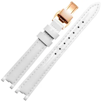 tehén valódi Bőr watchband a Tissot 1853 T094210 női karóra pántok karkötő, 12 mm rozsdamentes stee pillangó csattal 4