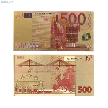 Megemlékező Megjegyzések 500 EUR Arany Kiváló Minőségű Bankjegyek Ajándékok Kollekciót Dekoráció 24 KARÁTOS Aranyozott EUR