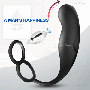 Férfi Prosztata Masszírozó Vibrációs, Dupla Gyűrű Szex-Játék Anális Vibrátor Vezeték nélküli Távirányító G-pont Anális Plug a Maszturbáció Felnőtt