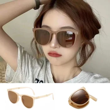 2021 Összecsukható Kerek Napszemüveg Női Márka Tervezője Vintage Kis napszemüvegek Hölgyek koreai Stílus Árnyalatok megtanulhatja, hogyan lehet könnyen hordozható