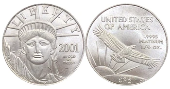 Az egyesült Államok 2001 W istenben bízunk benne, Szabadság MINKET Érme $25 Negyed Uncia 1/4 OZ Arany Ezüst Bevonatú Másolás Emlékérme 2