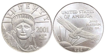 Az egyesült Államok 2001 W istenben bízunk benne, Szabadság MINKET Érme $25 Negyed Uncia 1/4 OZ Arany Ezüst Bevonatú Másolás Emlékérme 5