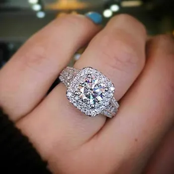 USTAR Csillogó gyűrűk, a nők Nagy Cirkónia ezüst színű Ujját Eljegyzési Gyűrűk Női ékszerek Judit
