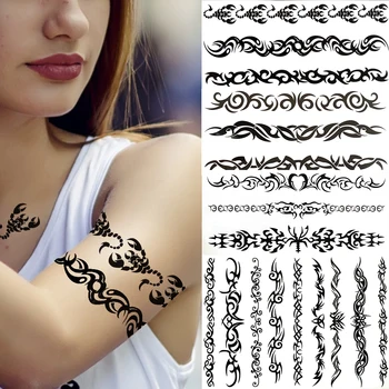 Tövis Skorpió Ideiglenes Tetoválás A Nők, A Férfiak A Felnőttek A Fekete Henna Totem Törzsi Tetoválás Matrica Hamis Karkötő Tetoválás Öntapadó