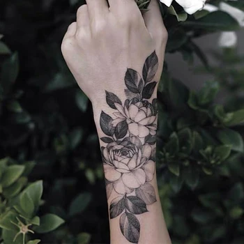 3Style Víz Transzfer Tetoválás Matrica Fekete Virág Tetoválás Ujjú pünkösdi Rózsa Rózsa Tetoválás Body Art Lány Karját, Szexi Tetoválás Ideiglenes Tetoválás
