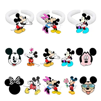 Disney Mickey Minnie Gyanta Gyűrű Akril Állítható Kerek Gyűrű Készlet Gyűrű Disney Tartozékok Pár Ékszerek