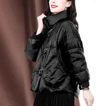 Téli 2021 tervezési értelemben, divatos, kapucnis sziluett, fehér kacsa kabát női plus size téli kabátok koreai 1