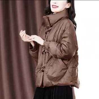 Téli 2021 tervezési értelemben, divatos, kapucnis sziluett, fehér kacsa kabát női plus size téli kabátok koreai 3
