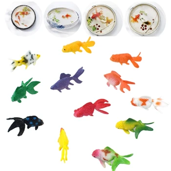 12 Db/Készlet Lágy PVC Goldfishes Modellek Epoxi Töltelék Anyag, Kristálytiszta Óceán Gyanta 3D Mini Hal Modellezés Töltelék