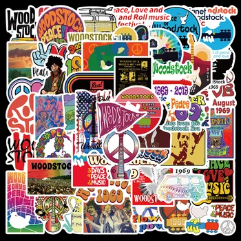 10/50PCS 1969-es Woodstock Rock Fesztivál Matricát Népszerű Énekesek Laptop Bőrönd Autó Gördeszka, Telefon, Fali Matrica, Matrica