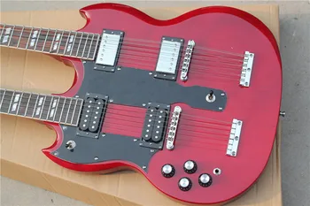 dupla nyaka vörös, bal kezében gitár kőhárs test,speciális Húrtartó,HH pickupok,nyak meghatározott szervezet,