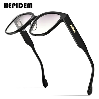 HEPIDEM-Acetát napszemüvegek Nők 2021 Divat Átlátszó Túlméretes koreai Tér Napszemüveg Férfi Tükrözött Nylon Lencse Kamil